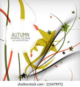 Autumn floral wave on white background, minimalistic design. Nature background, environmental swirl template concept