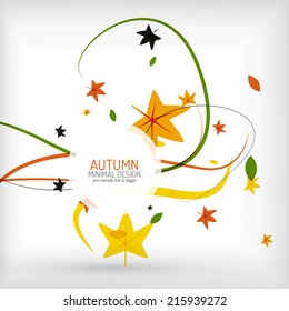 Autumn floral wave on white background, minimalistic design. Nature background, environmental swirl template concept