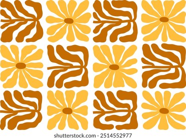 Autumn florals vector illustration. Fall leaves composition. Botanical print in matisse style