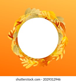 Autumn flower circle and white circle for content online or web, banner and template, Simple cartoon flat style. illustration Vector EPS 10