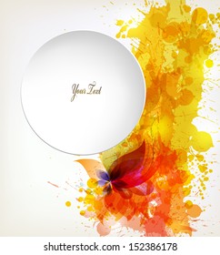 autumn flower with colorful elements, blots and place for your text. Vector design
