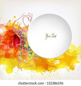 autumn flower with colorful elements, blots and place for your text. Vector design