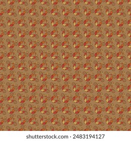 Autumn Flower Meadow Seamless Vector Pattern Design