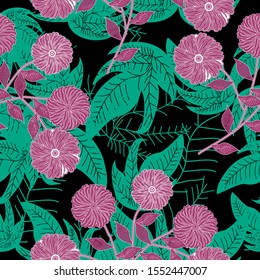Autumn Flowers Background. Seamless Pattern With Floral Motifs able to print for cloths, tablecloths, blanket, shirts, dresses, posters, papers.
