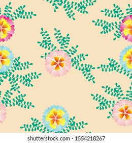 Autumn Flowers Background. Seamless Pattern With Floral Motifs able to print for cloths, tablecloths, blanket, shirts, dresses, posters, papers. Vector illustrations