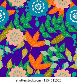 Autumn Flowers Background. Seamless Pattern With Floral Motifs able to print for cloths, tablecloths, blanket, shirts, dresses, posters, papers.