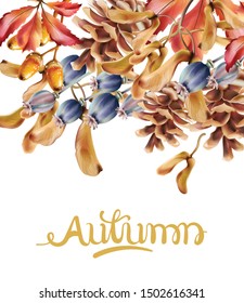 Autumn flowers bouquet card vector watercolor. Isolated background. Provence flowers banner