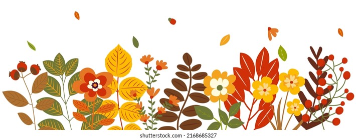 autumn flowers, bouquet in flat design, isolated vector