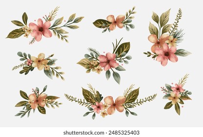 Autumn flowers bouquets wreath. illustration for wedding invitation  cover  greetings.