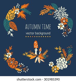 Autumn Flowers And Fall. Design Elements