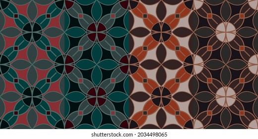 Autumn flowers pattern in different variations, flowers, nature, green, red, brown, orange, texture, pattern