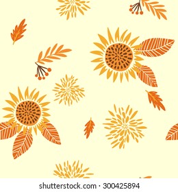 autumn flowers. seamless pattern
