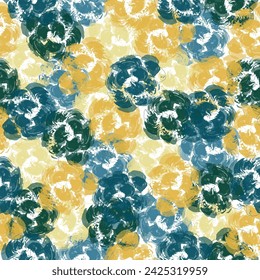 Autumn flowers seamless pattern with abstract floral background elements in pastel tones blue and orange Cherry blossoms.