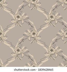 Autumn flowers seamless pattern.Image on white and colored background.Textile design.