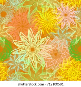 Autumn flowers seamless wallpaper, vector illustration 