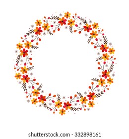 autumn flowers vector wreath