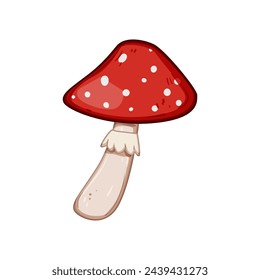 autumn fly agaric cartoon. simple toadstool, moss fungus, watercolor amanita autumn fly agaric sign. isolated symbol vector illustration