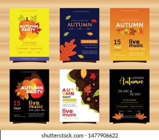 Autumn flyer collection design templates on six style concept 