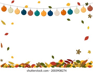 Autumn flyer illustration with garland and autumn leaves. Place for text