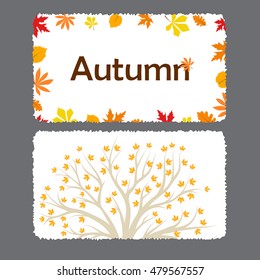 Autumn flyer template with leaves.