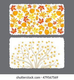 Autumn flyer template with leaves.