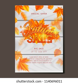 autumn flyers with autumn fall leaves and wooden backdrops