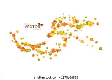 Autumn flying or falling off leaves. Vector abstract fall background