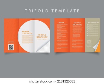 Autumn fold brochure design for shop. Orange tri-fold brochure.