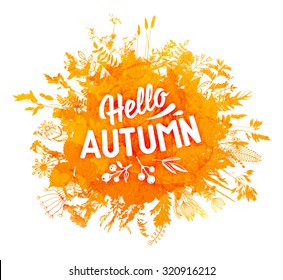 Autumn foliage abstract vector banner. Typographic greeting card design