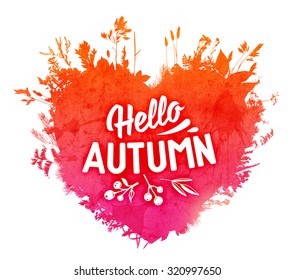 Autumn foliage abstract vector banner. Typographic greeting card design