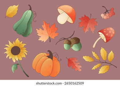 Autumn Foliage Clipart Set Fall