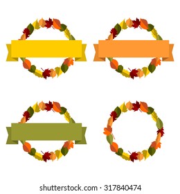 autumn foliage with different banners