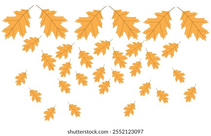 Autumn foliage. Falling against a white backdrop, it creates a serene and seasonal design that is perfect for fall-themed projects and backdrops.