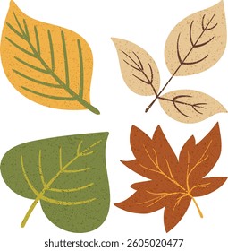 Autumn foliage hand-drawn illustration with grainy texture
