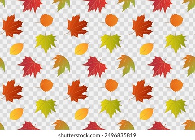 Autumn foliage seamless pattern. Vector botanical illustration
