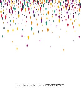 Autumn Foliage Vector Beige Background. Bright Confetti Nature Illustration. Seasonal Leaf Backdrop. Yellow Confetti Texture.
