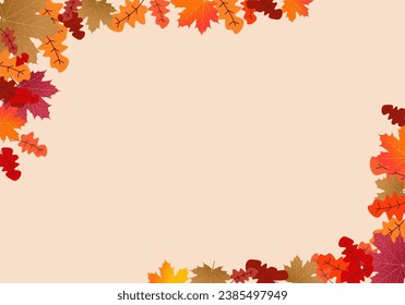 Autumn foliage Vector. on isolated white background. Abstract wallpaper design with maple leaves, line art. Elegant botanical in fall season. vector illustration