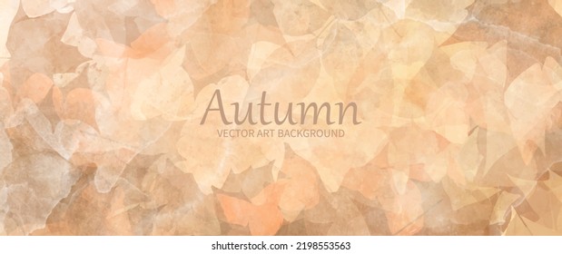 Autumn foliage vector watercolor background. Maple leaves. Hand drawn fall wallpaper design for cards, flyers, poster, banner, cover design, invitation cards, prints, and wall art. Template for text.