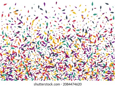 Autumn Foliage Vector White Background. Bright Confetti Nature Template. Ecology Leaf Card. Colorful Leaf Set.