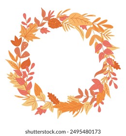 Autumn foliage wreath with copy space