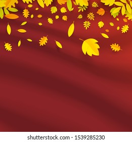 Autumn foliage yellow background brown