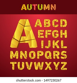 autumn font with leaf texture