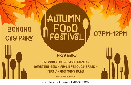 Autumn food festival banner template. Autumn background for events publication. Autumn season social media promotion