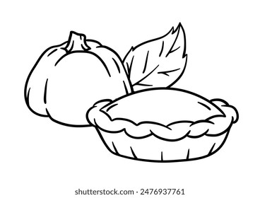 Autumn food illustration. Happy Thanksgiving Day and Halloween traditional symbols.
