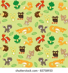 autumn forest with animals