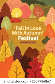 Autumn forest background with colorful leaves
