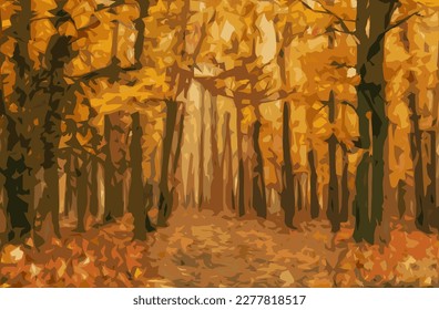 Autumn forest background. Vector graphics on the theme of landscape