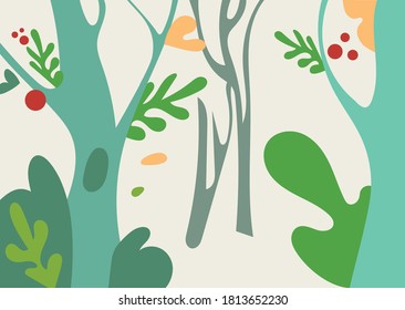 autumn forest. falling orange leaves. colorful vector flat illustration nature 