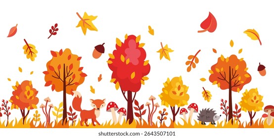 Herbstwald, flache Vektorgrafik