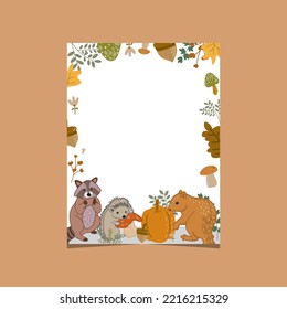autumn forest frame for card design template